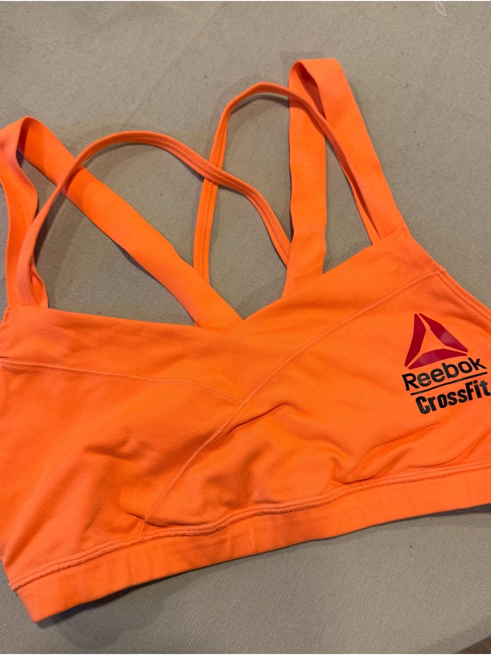 Reebok Neon Orange CrossFit Strappy Sports Bra